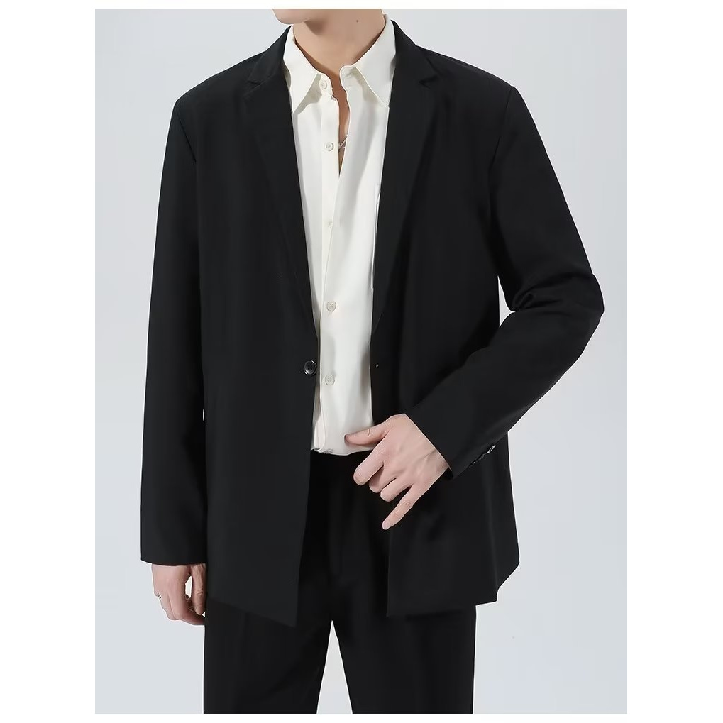 春秋商务休闲男士西装外套韩版抗皱垂感宽松小西服时尚青春活力便