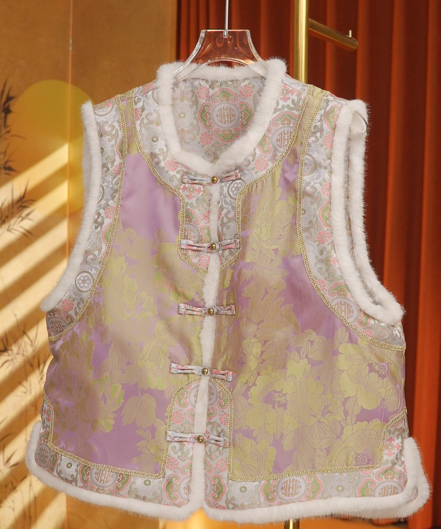 云锦 棉马甲2025年秋冬新款提花加厚简约气质风双面穿休闲