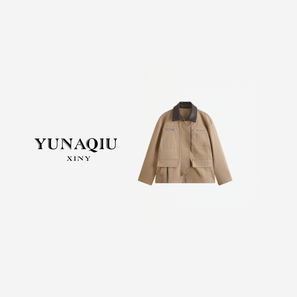 YUNAQIU 百搭简约宽松潮流翻领秋季外套-9770