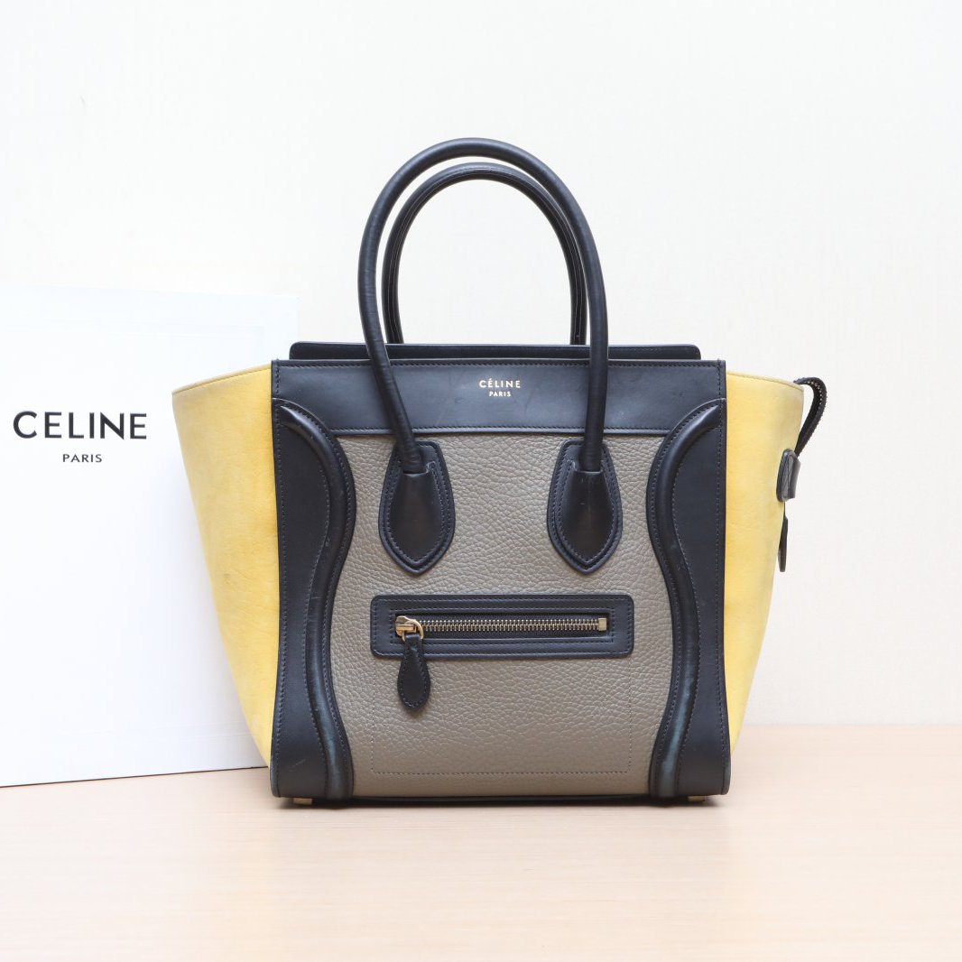 95新 Celine/思琳 活动黑黑 Luggage 笑脸包 Micro 单肩包