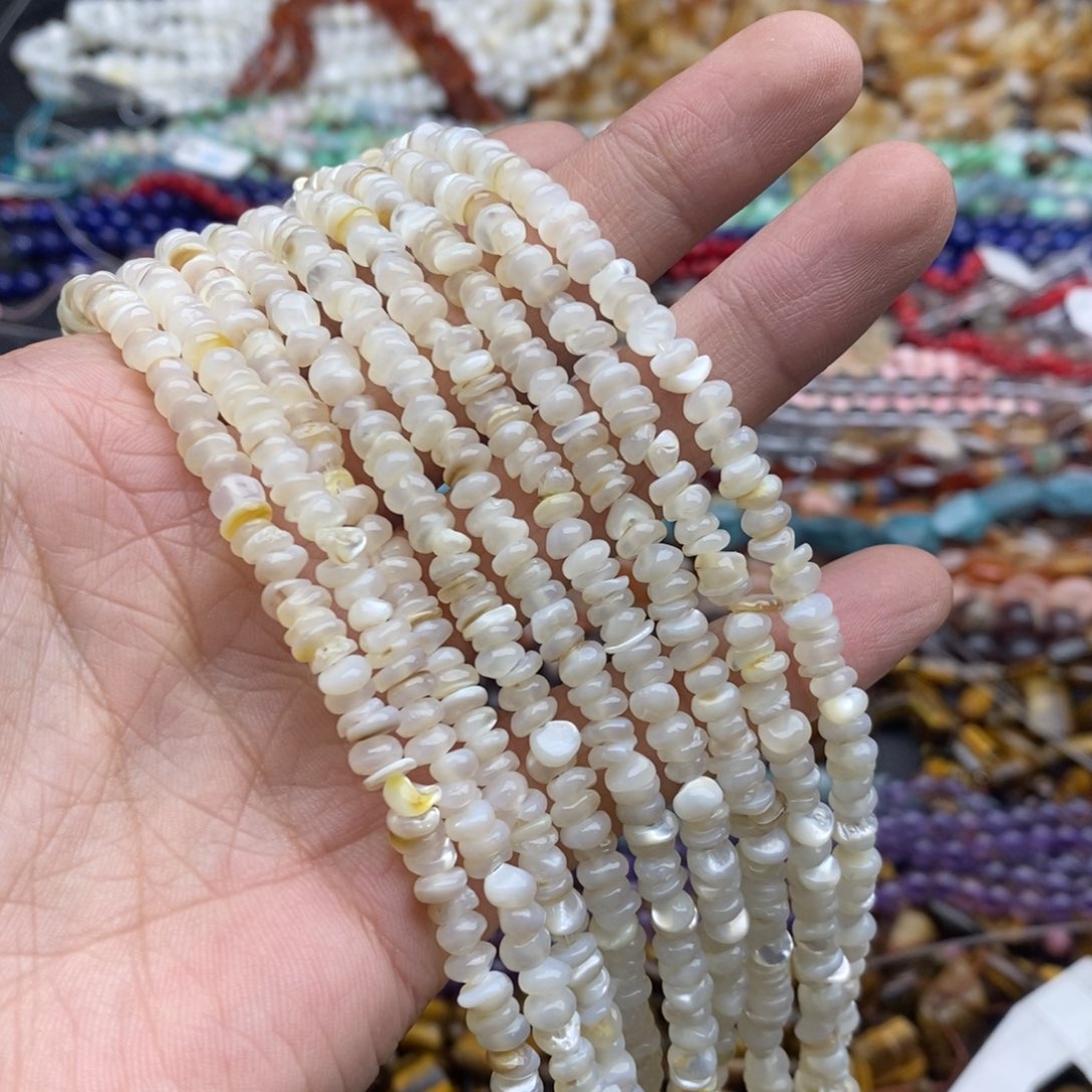 玛瑙/玉髓未镶嵌珠宝半成品一条天然白蝶贝随行隔片5mm