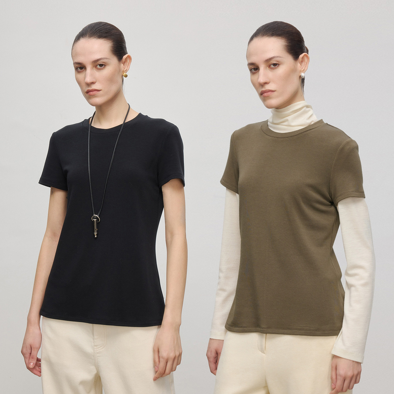 MARIUS"暖暖T"裸感柔糯回弹显瘦减龄时尚百搭元气短袖T恤