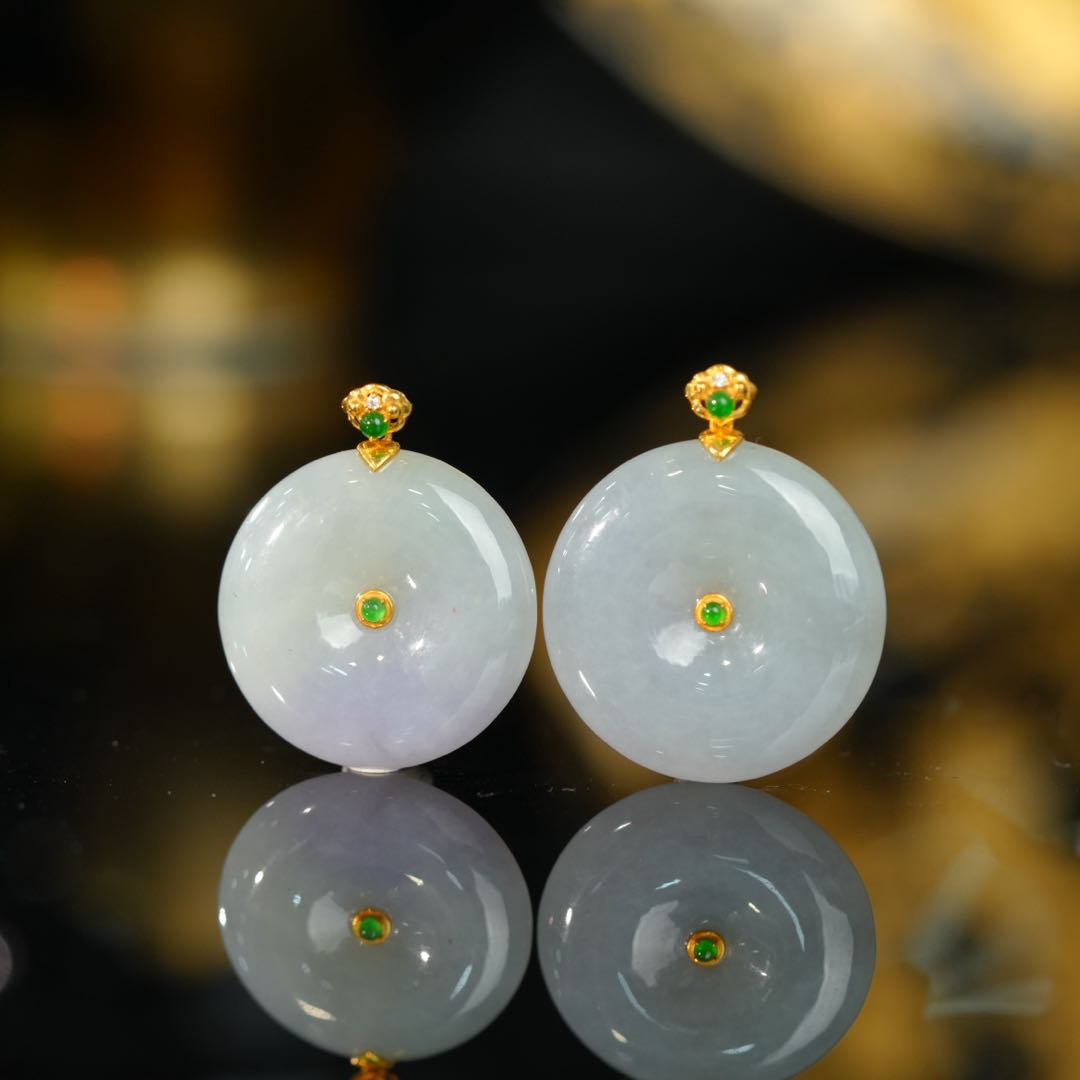 【初见珠宝】18k金翡翠平安扣吊坠11-1C375X211【多样性发一件】