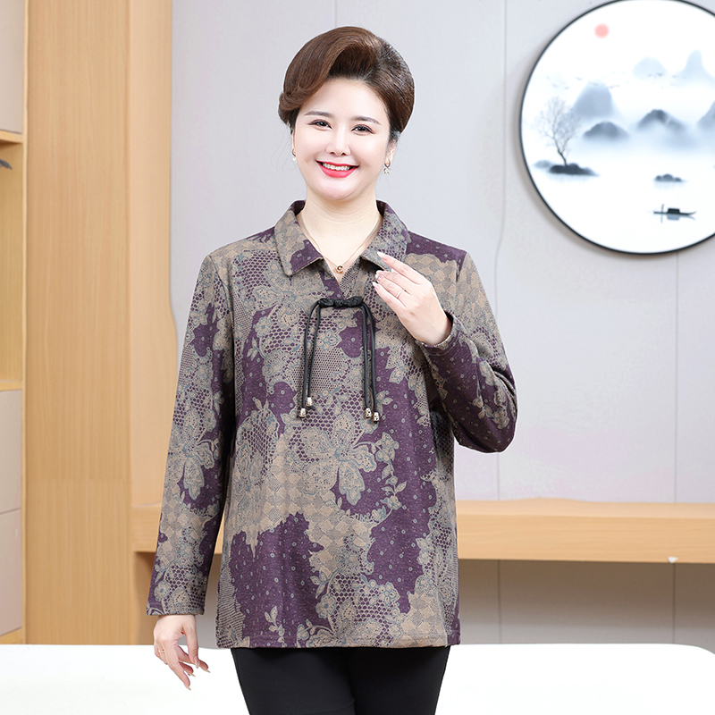 240斤特大码妈妈装加肥加大时尚休闲翻领长袖衬衣中老年女装小衫