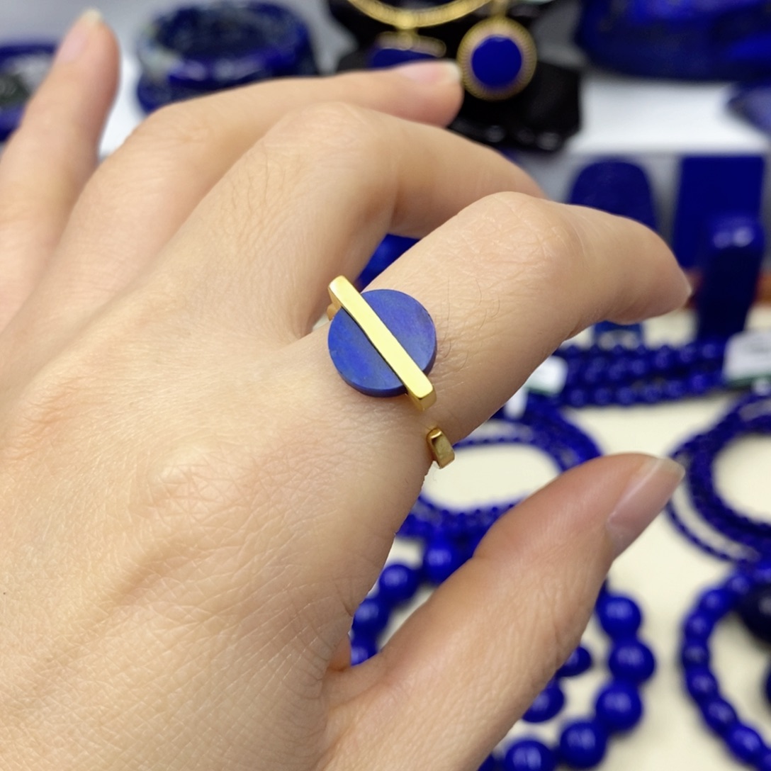 青金石戒指银S925镀金镶嵌