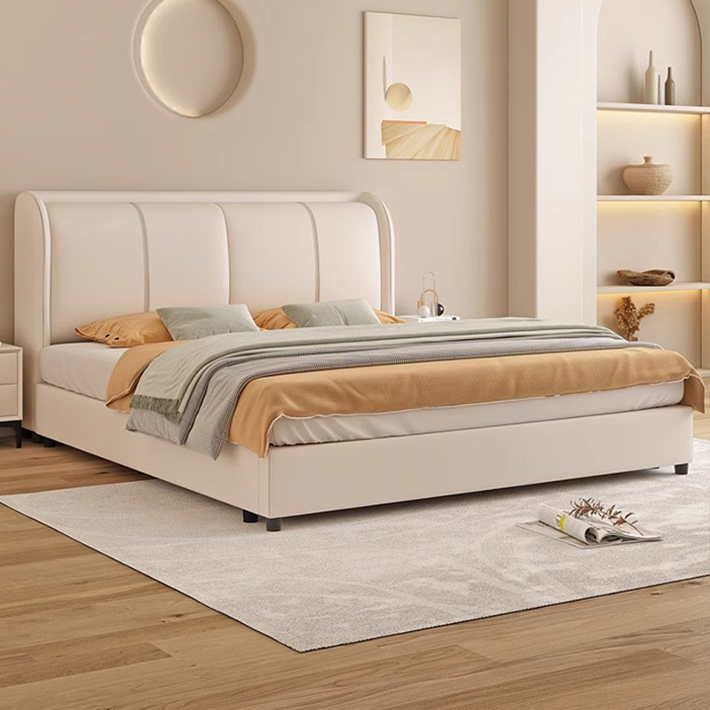 2024新款真皮床主卧大床现代简约卧室床单人实木双人软包床儿童