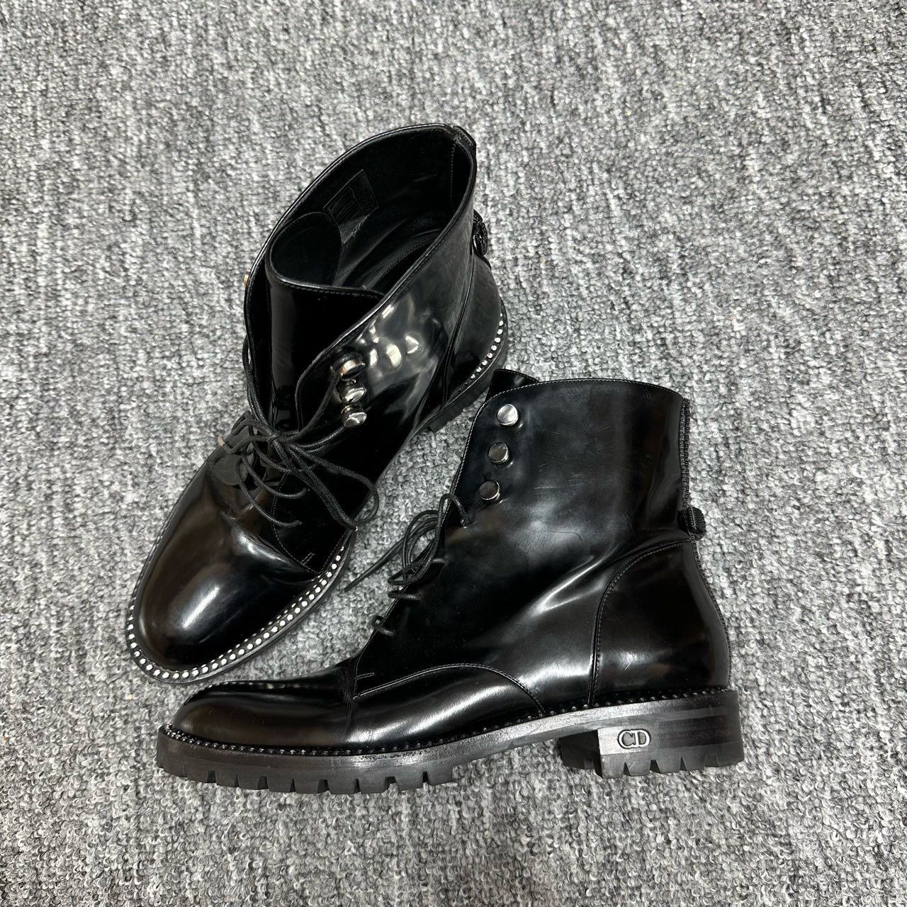 95新 DIOR/迪奥 36.5码/镶钻黑色马丁靴/编码00456