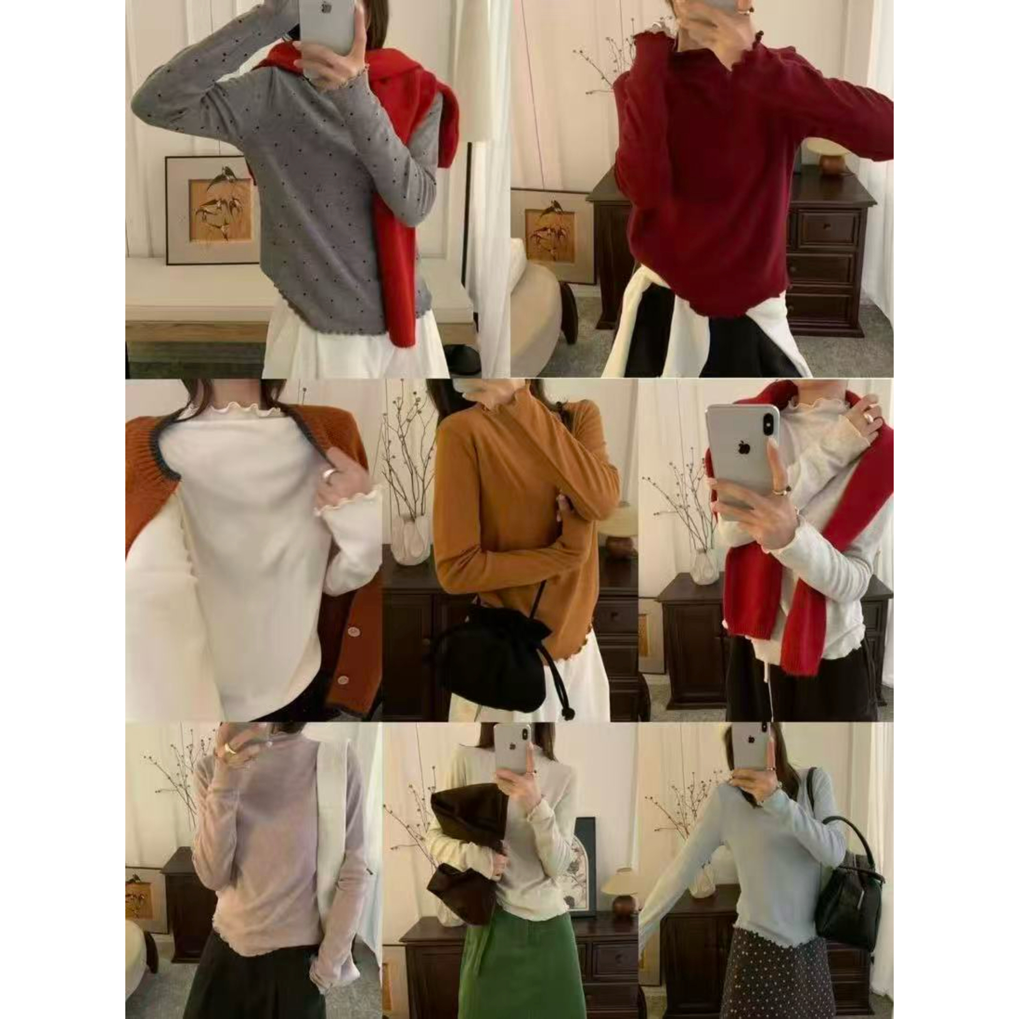 TONGTONG#8031#简约百搭加绒加厚打底衫