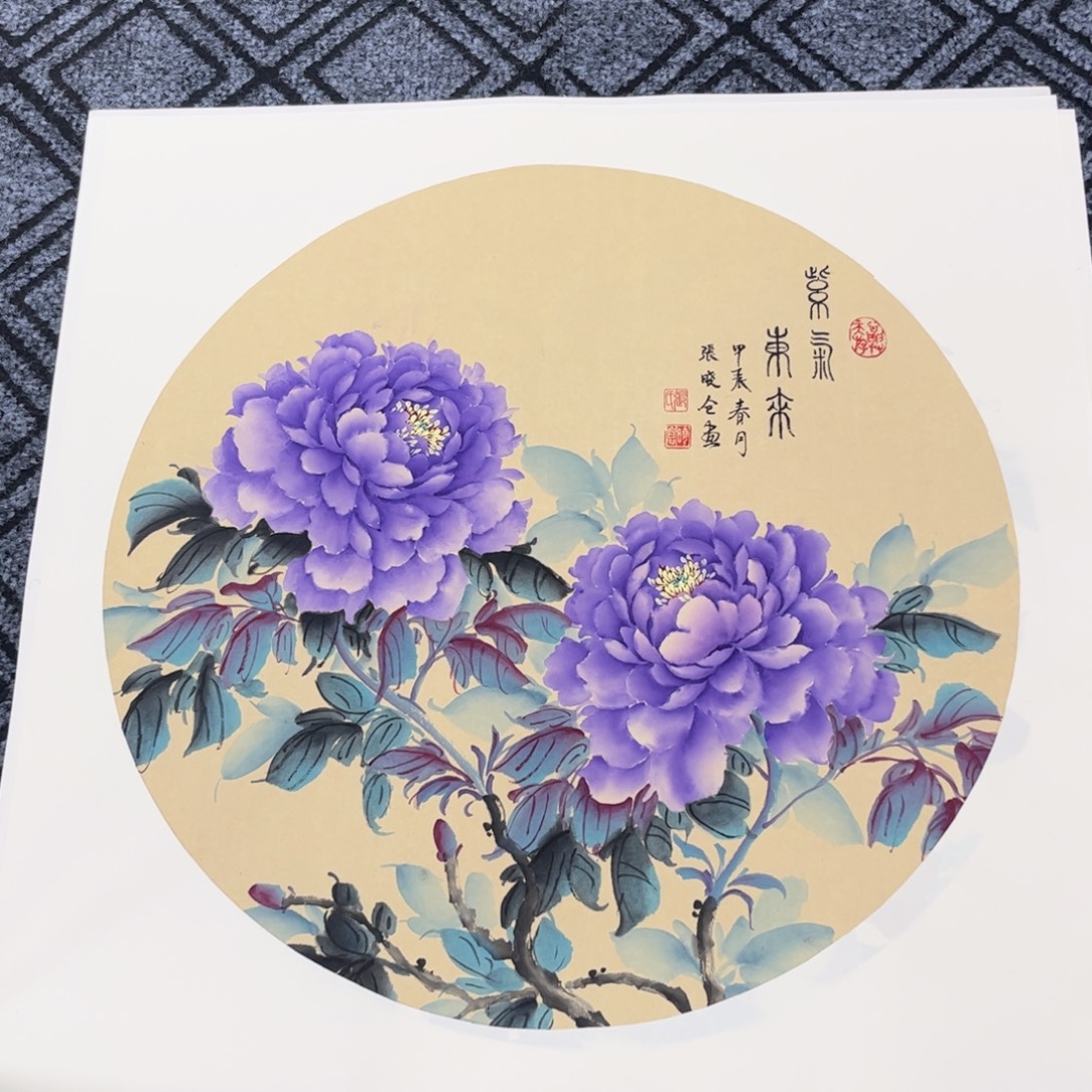 国画三尺斗方花鸟s