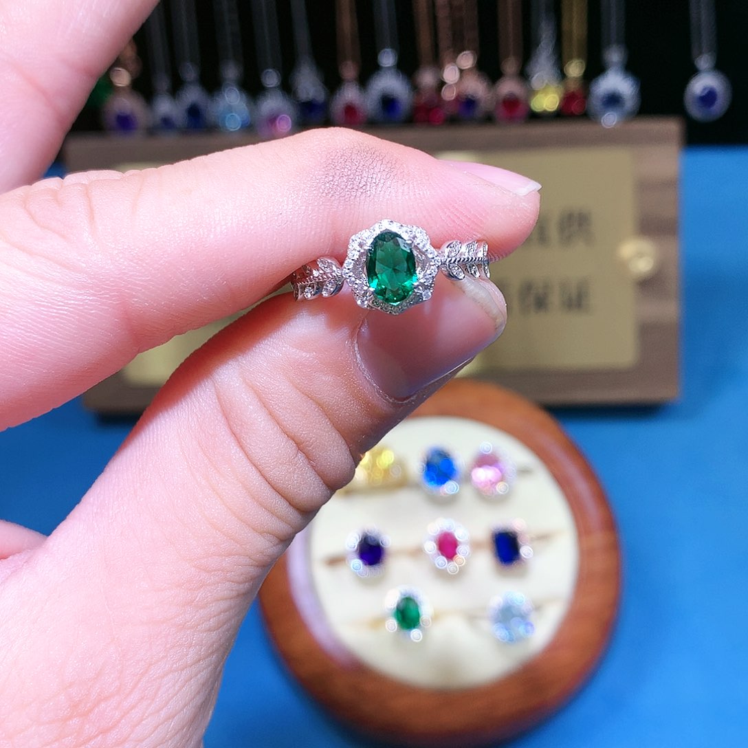 透辉石戒指银S925镶嵌