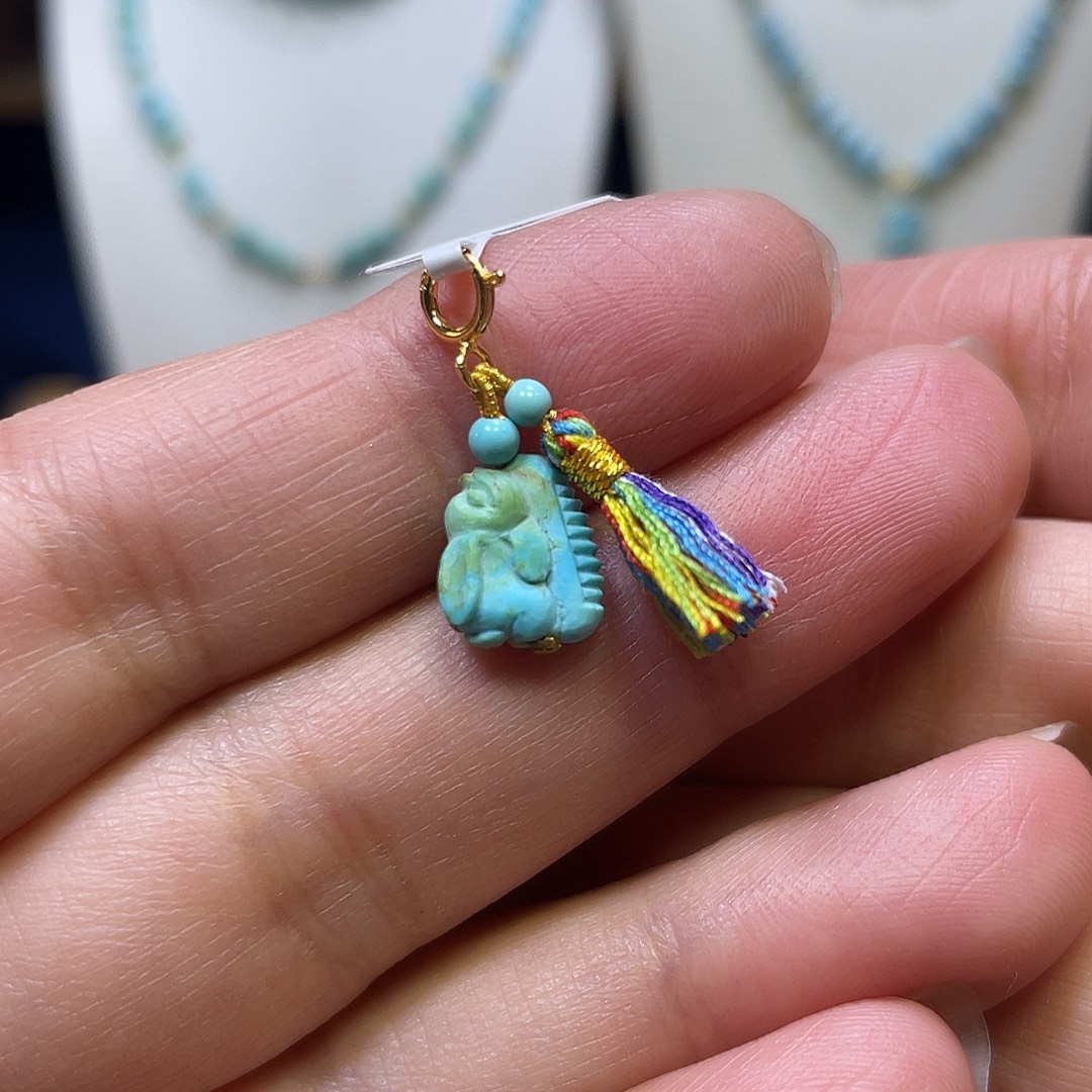 绿松石银S925镀金镶嵌滴流