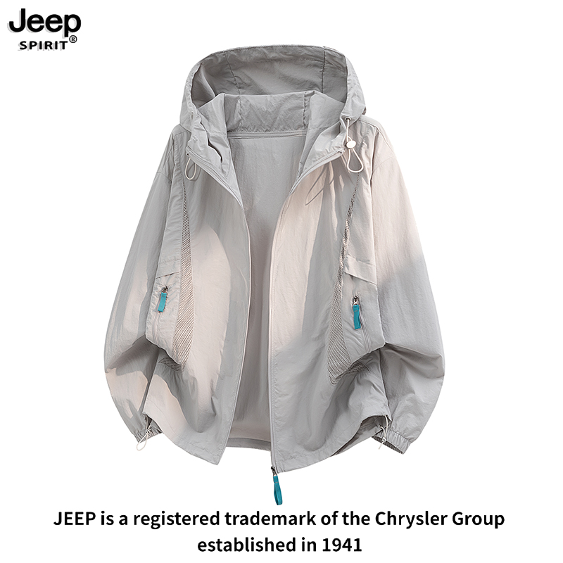 JEEPSPIRIT吉普夏季新款男士连帽宽松潮流轻薄户外防紫外线外套