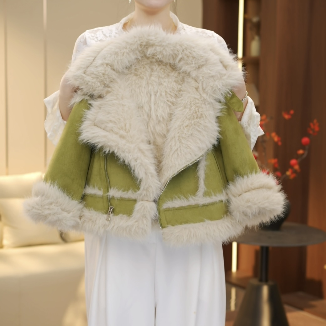 boboe/波波鹅女童2025冬季新款时尚百搭加绒加厚毛绒外套--Y6151