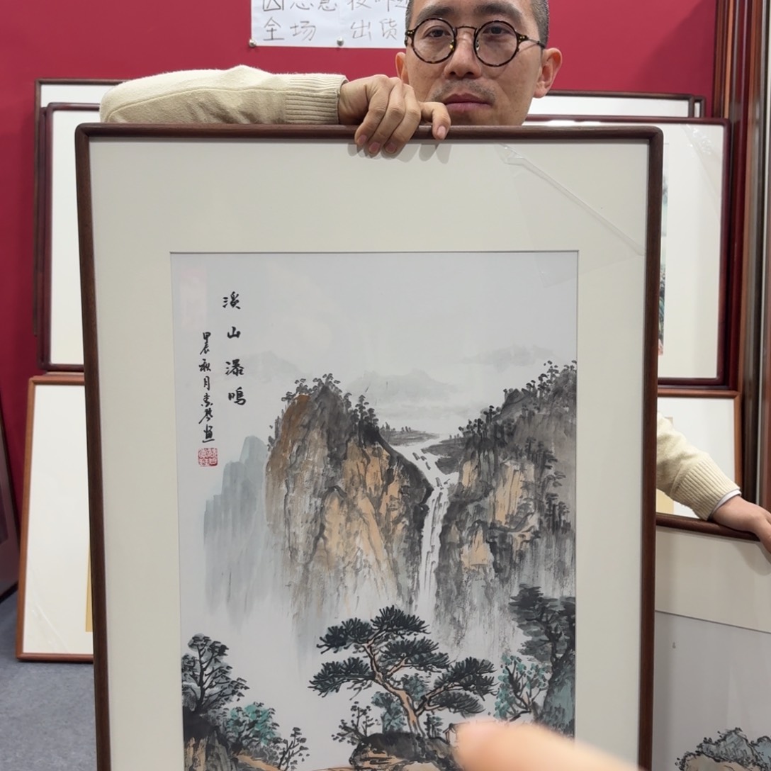 国画带框绘画90/60尺寸