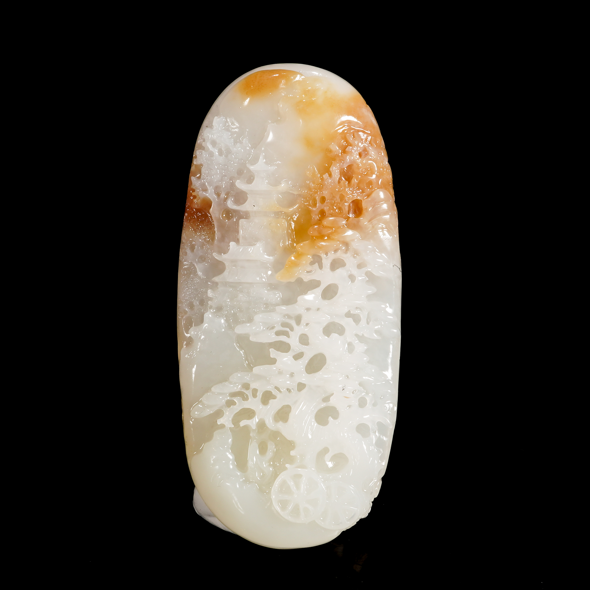 LOT.014和田玉山水人物牌/X4440