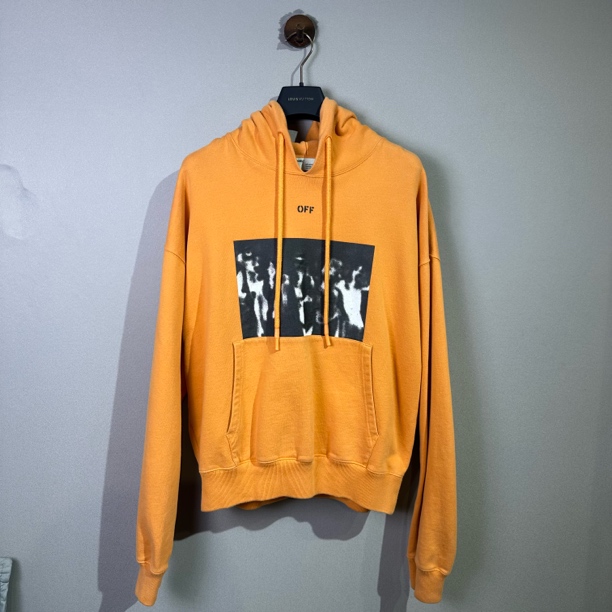 95新 JADMZ OFFWHITE 时尚/休闲/百搭/ow橘橙泼墨卫衣l码