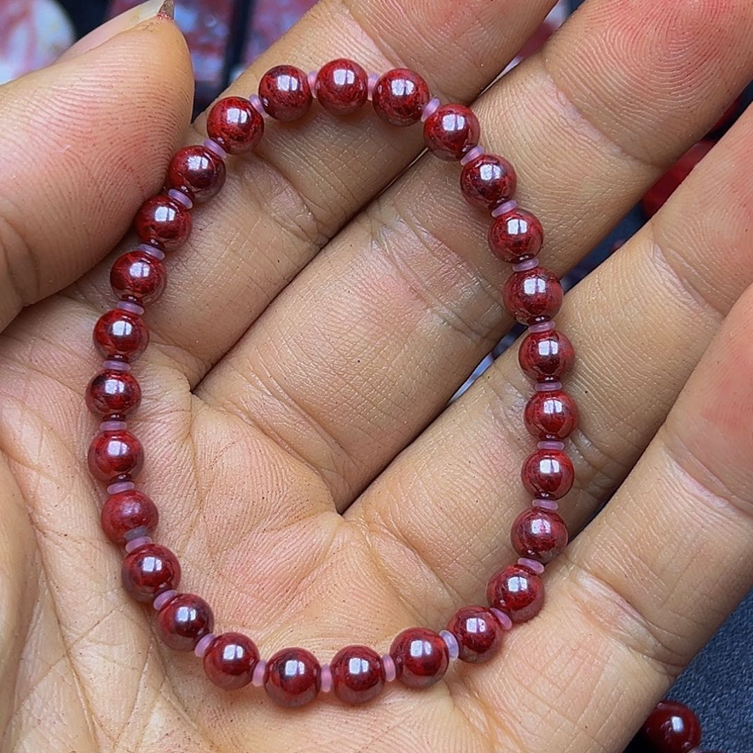 辰***星天然辰砂朱砂手串