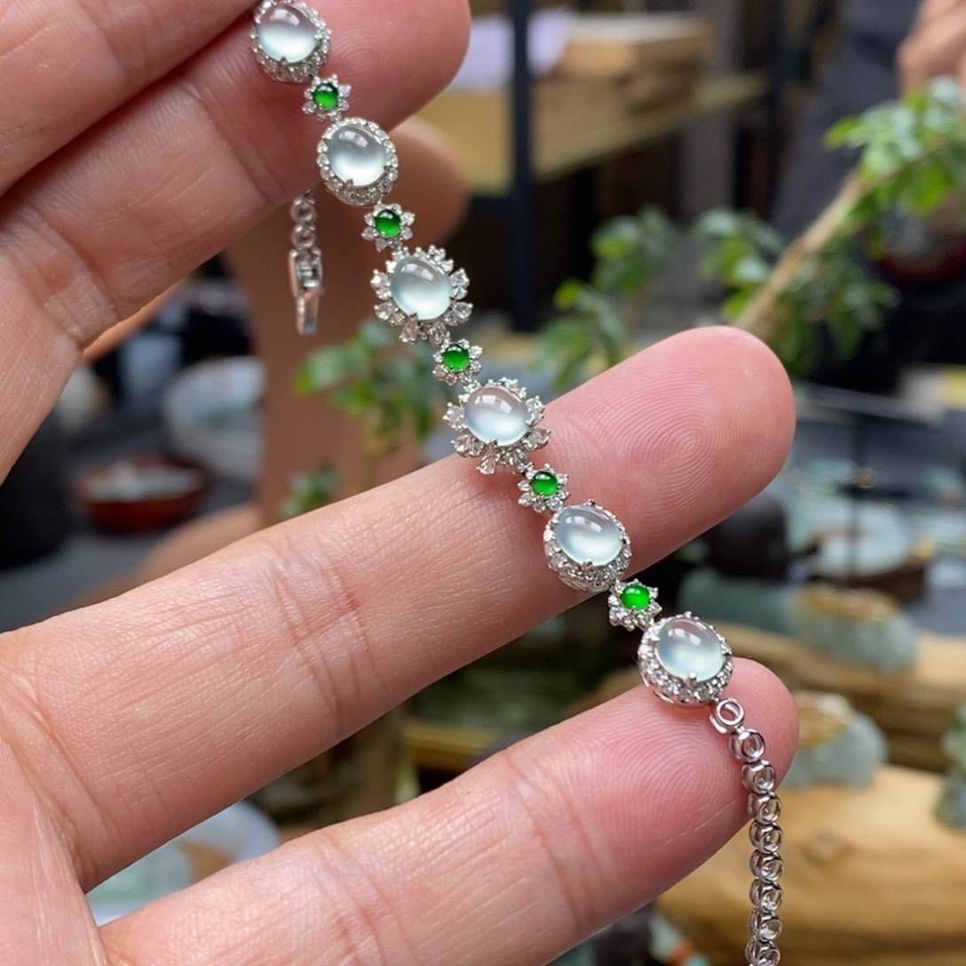 翡翠手链18K金镶嵌手链