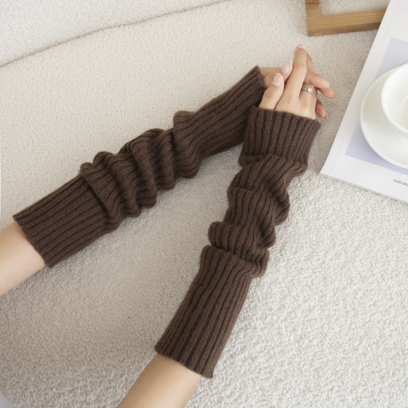 【多用途】山羊绒手袖套抽条加厚手臂套保暖护肘护臂长款手臂套S33