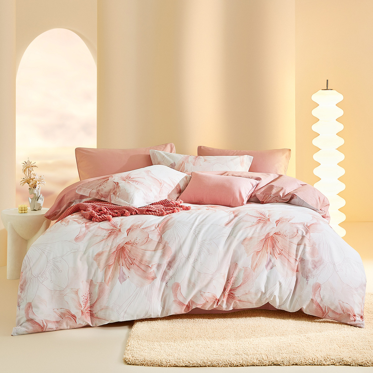 【雅君甄选】罗莱  摇曳百合 全棉秋冬磨毛床品套件