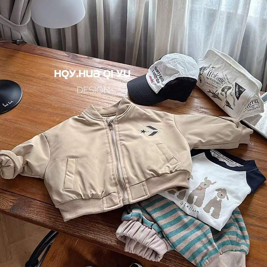 【E2815】男童秋款外套2025新款春秋洋气儿童帅气男孩时髦棒球服潮