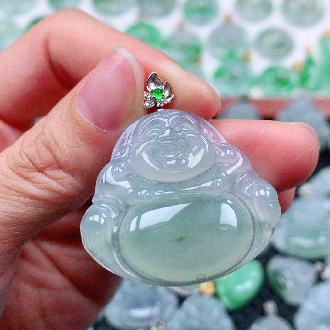 翡翠吊坠(不含链)18K金镶嵌