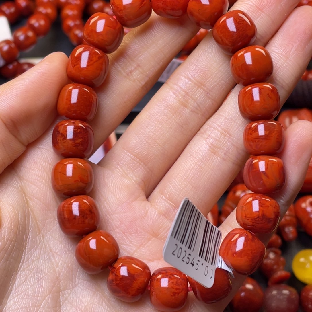 南红玛瑙其他未镶嵌安***由11mm顶品瓦西火焰纹老型手串