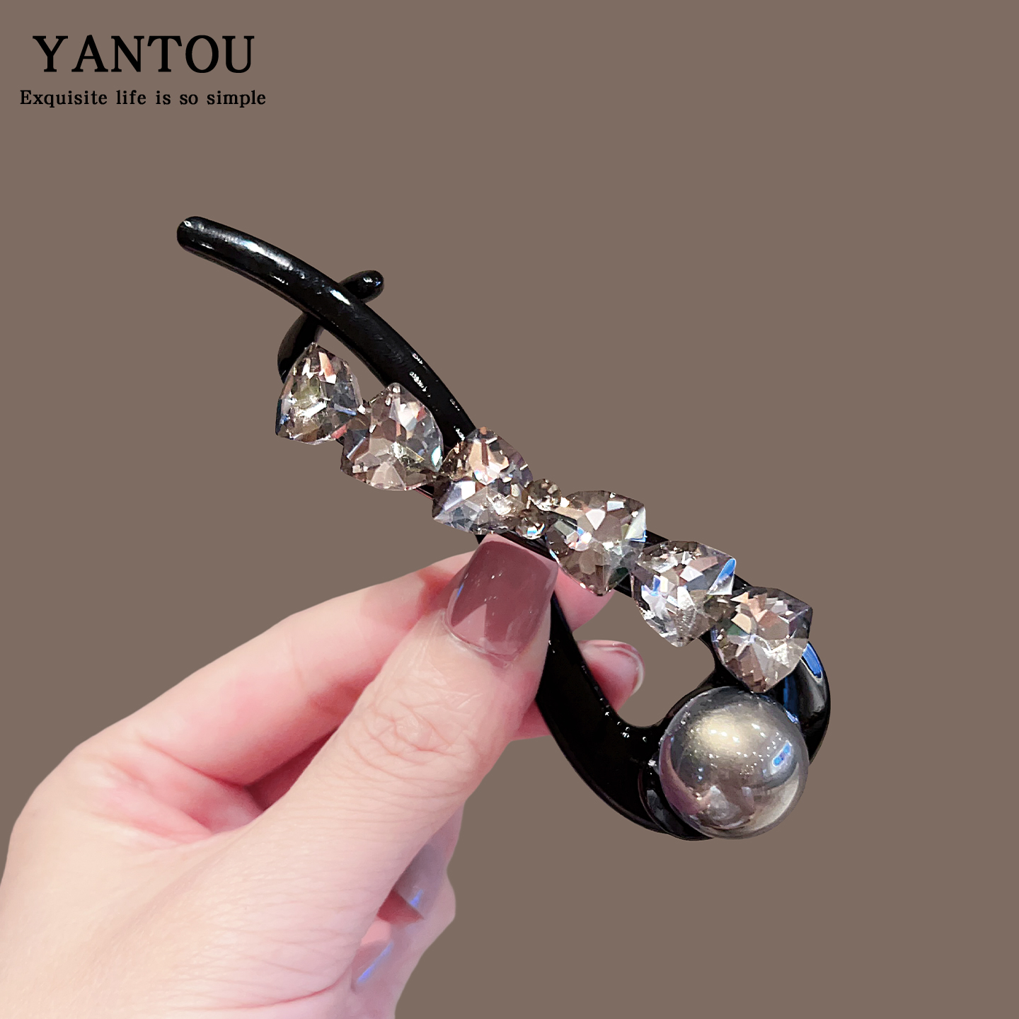 高级感蝴蝶结水钻发夹夏天简约随手盘发一字扭扭夹后脑勺盘发发饰