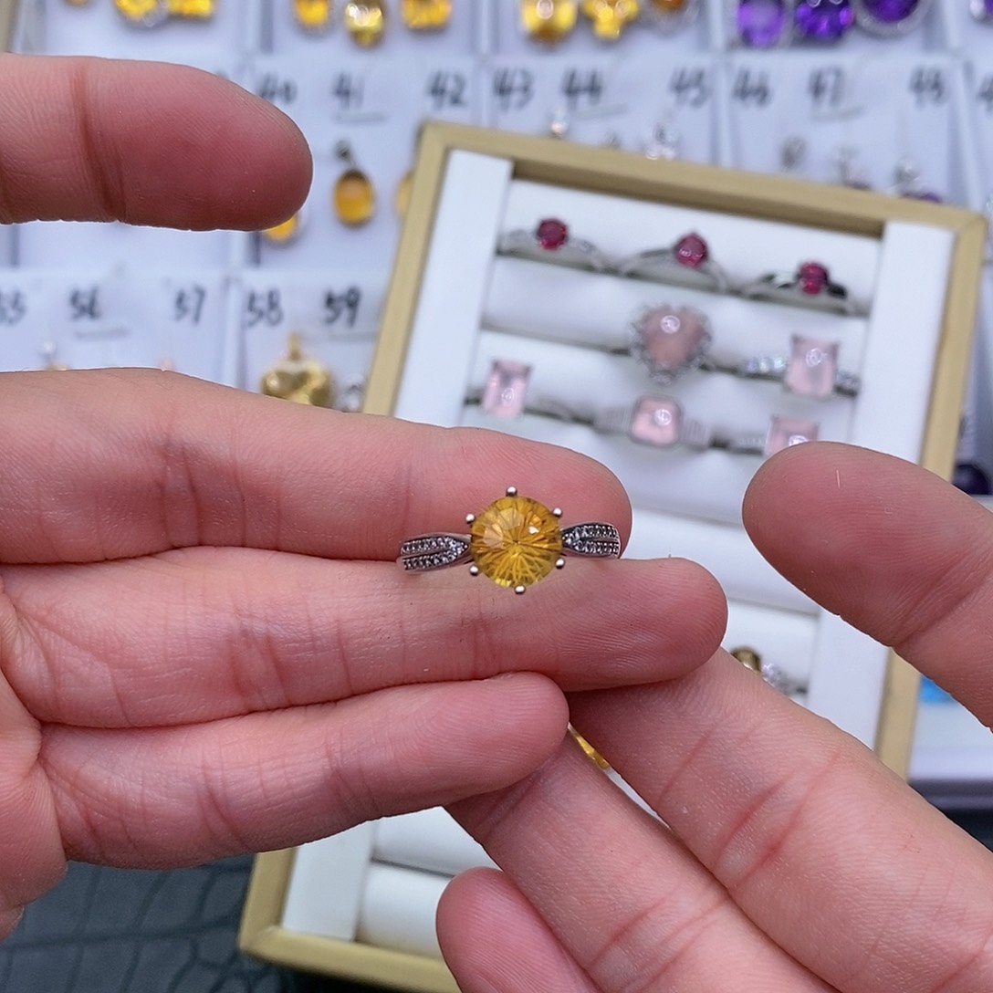 黄晶纯天然黄水晶银S925镶嵌蜡**鱼