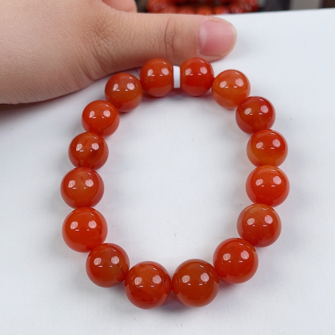 南红玛瑙瓦西圆珠单圈13mm未镶嵌