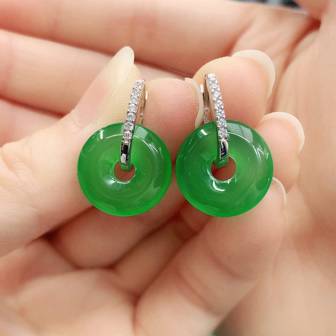 银S925镶嵌耳坠玛瑙/玉髓