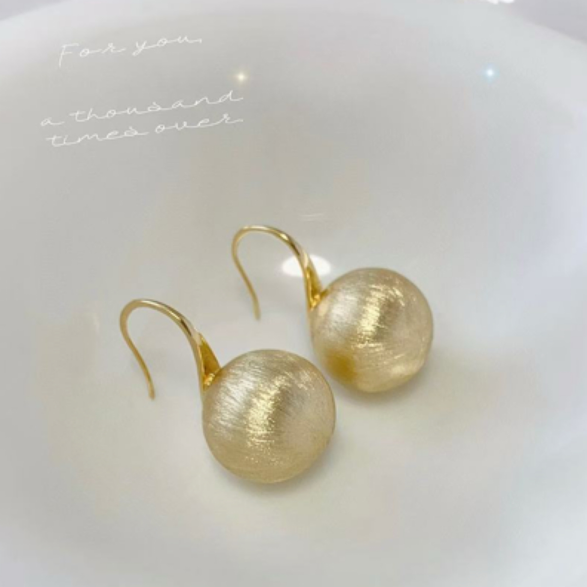 诗牧18K金意大利进口拉丝金球高跟鞋耳环丝绒复古时尚百搭耳钩