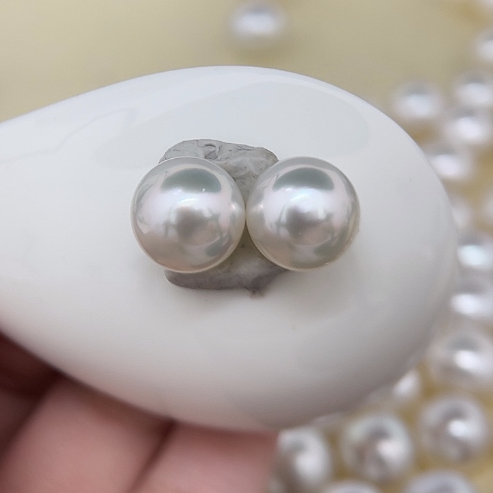 颈饰未镶嵌海水珍珠11-12mm 澳白 青粉 素钉H0