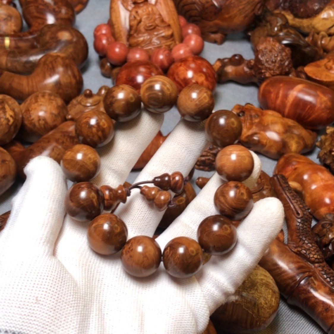 【闪购商品】木麻梨疙瘩火琉璃手把件