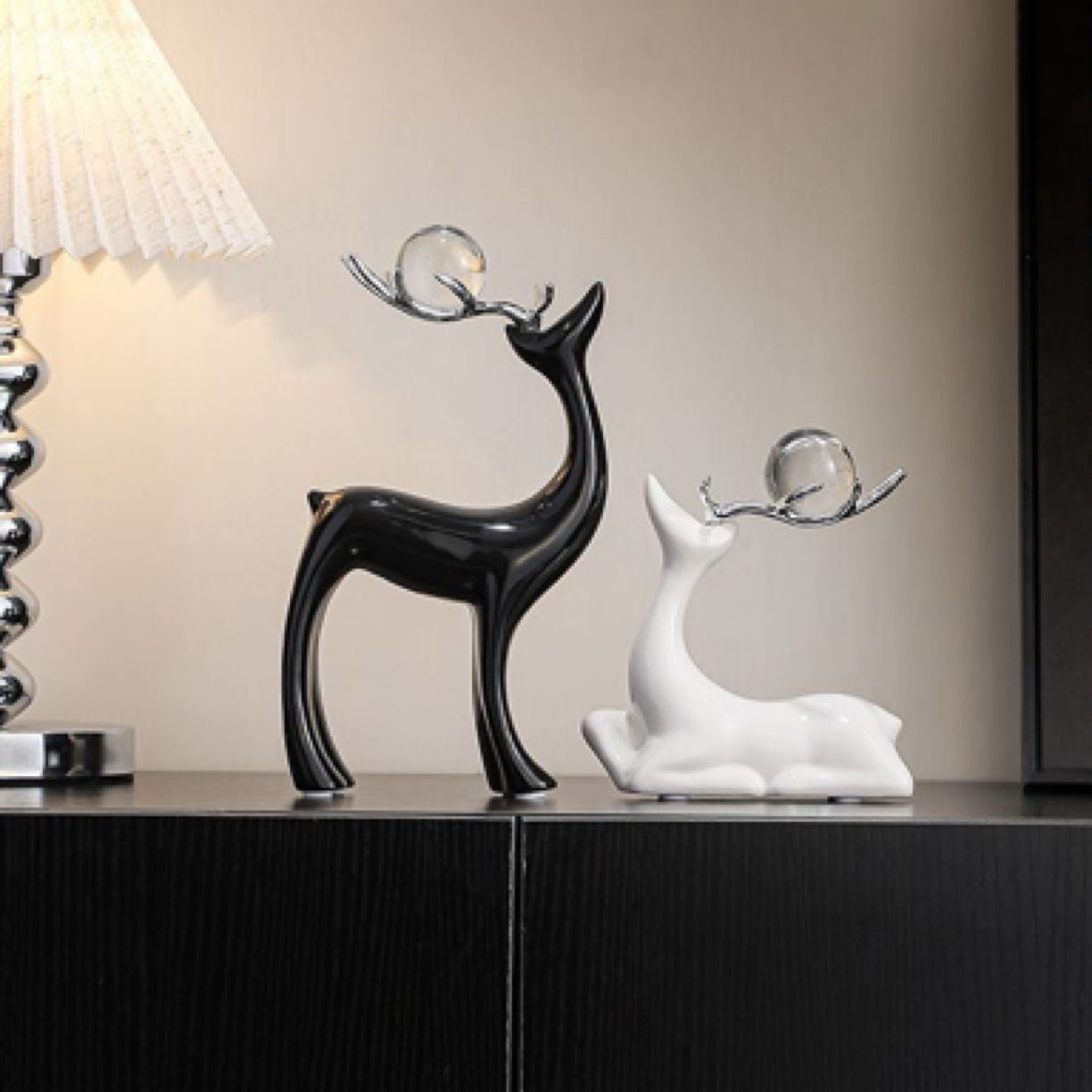 水晶球麋鹿摆件轻奢高档家居客厅玄关电视柜酒柜创意装饰乔迁礼品