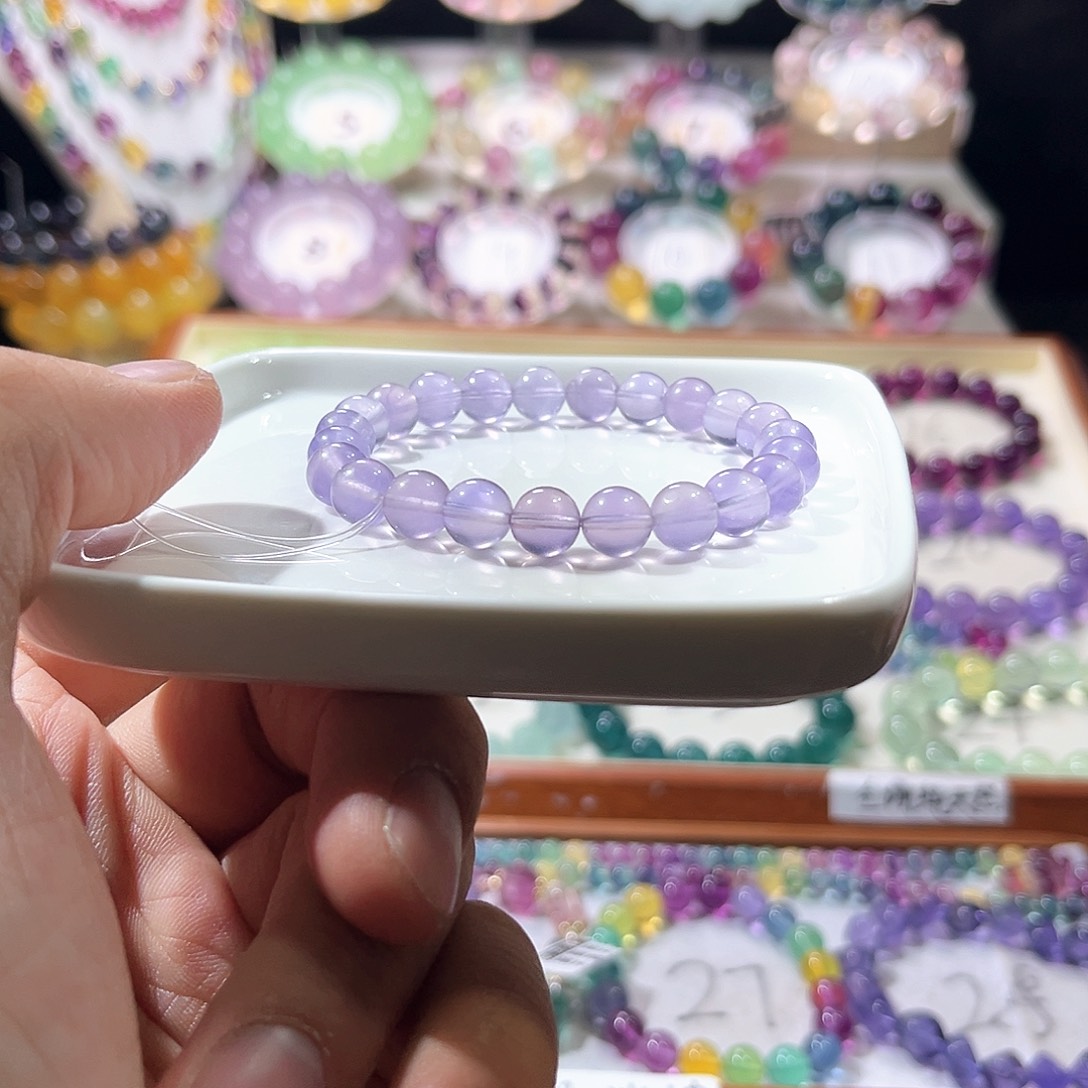 未镶嵌手链萤石紫罗兰单圈8mm