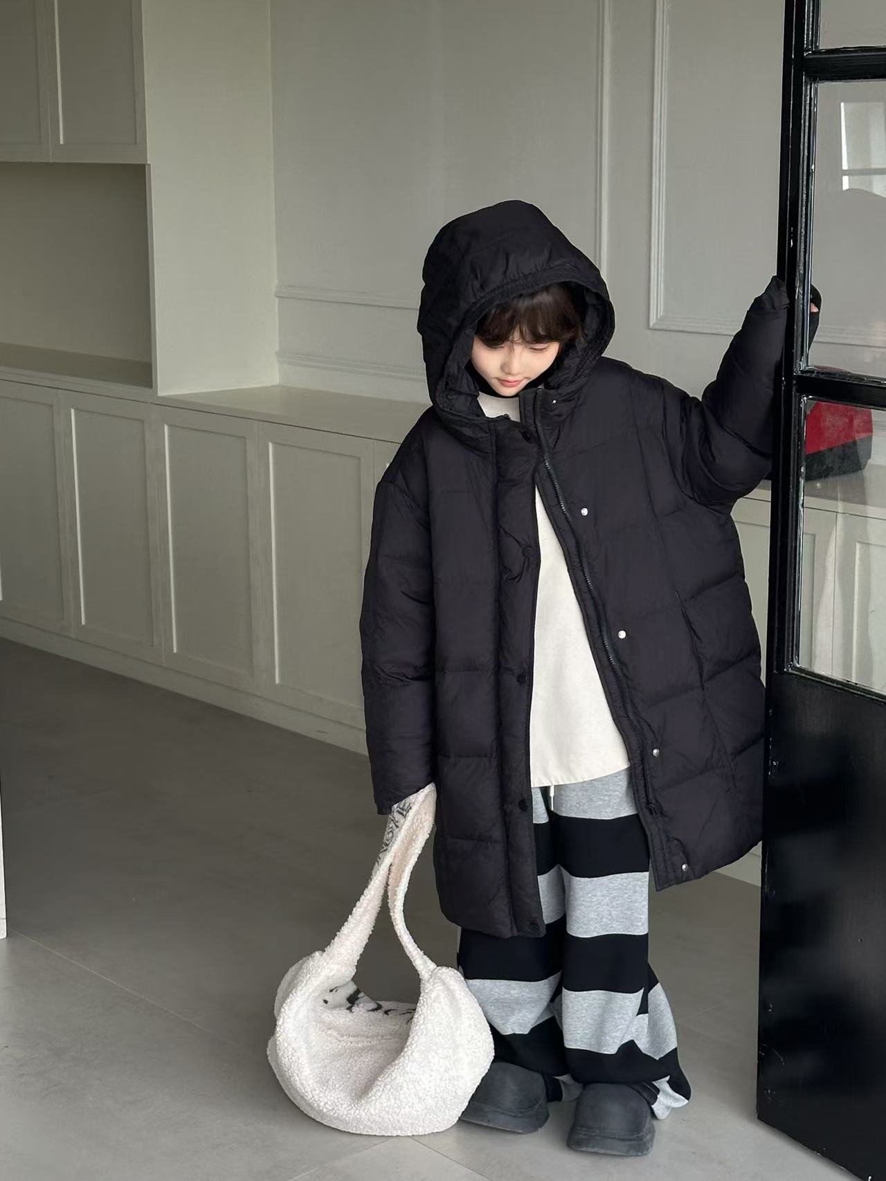 【现货】FHF-9928 双色 儿童纯色防寒服 男女童洋气长版防寒服外套