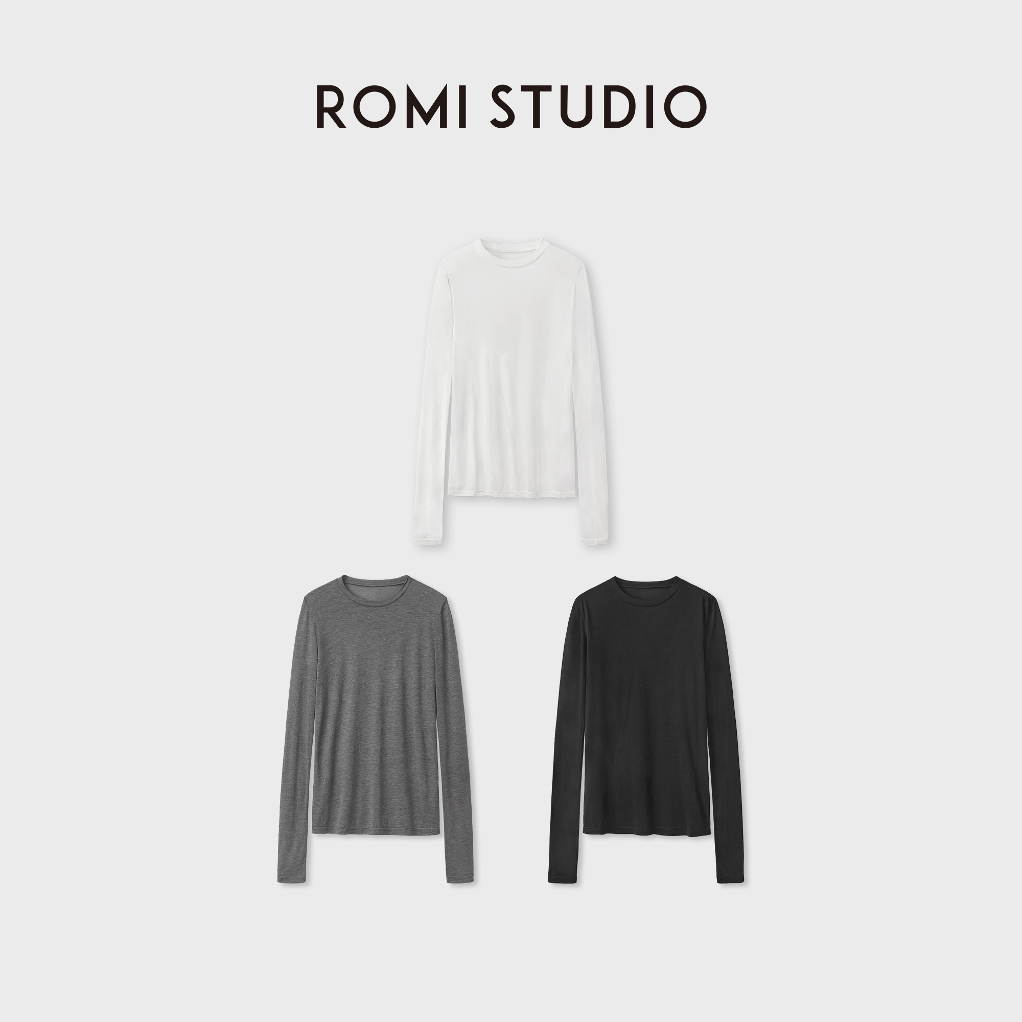 ROMI STUDIO“抖抖系列”软糯经典小圆领长袖套头毛织 RWDSS62008