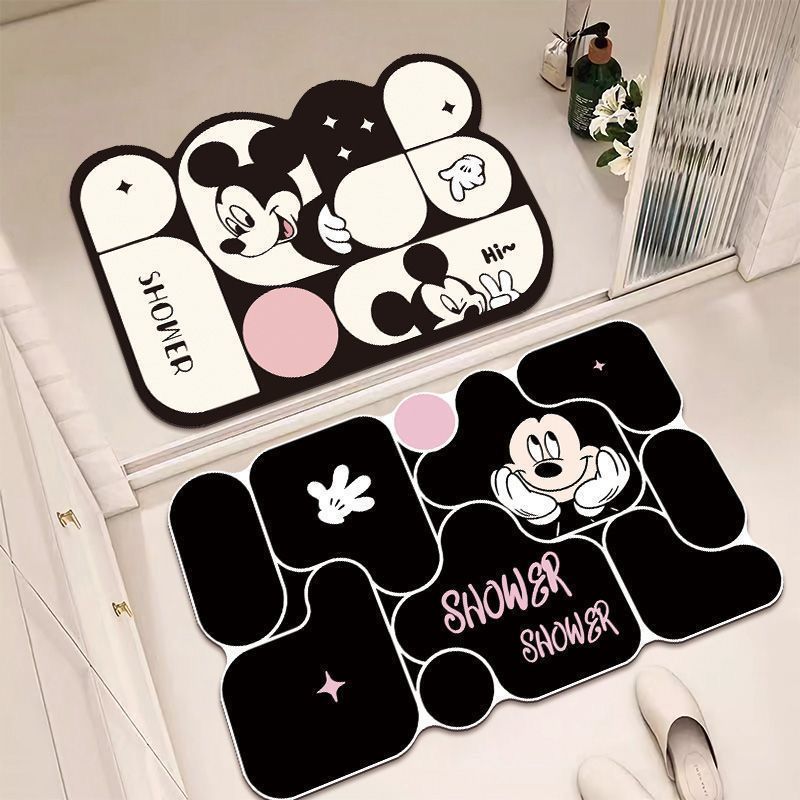 【促销买一送一】浴室吸水米奇地垫水晶绒耐脏卫生间玄关地毯脚垫