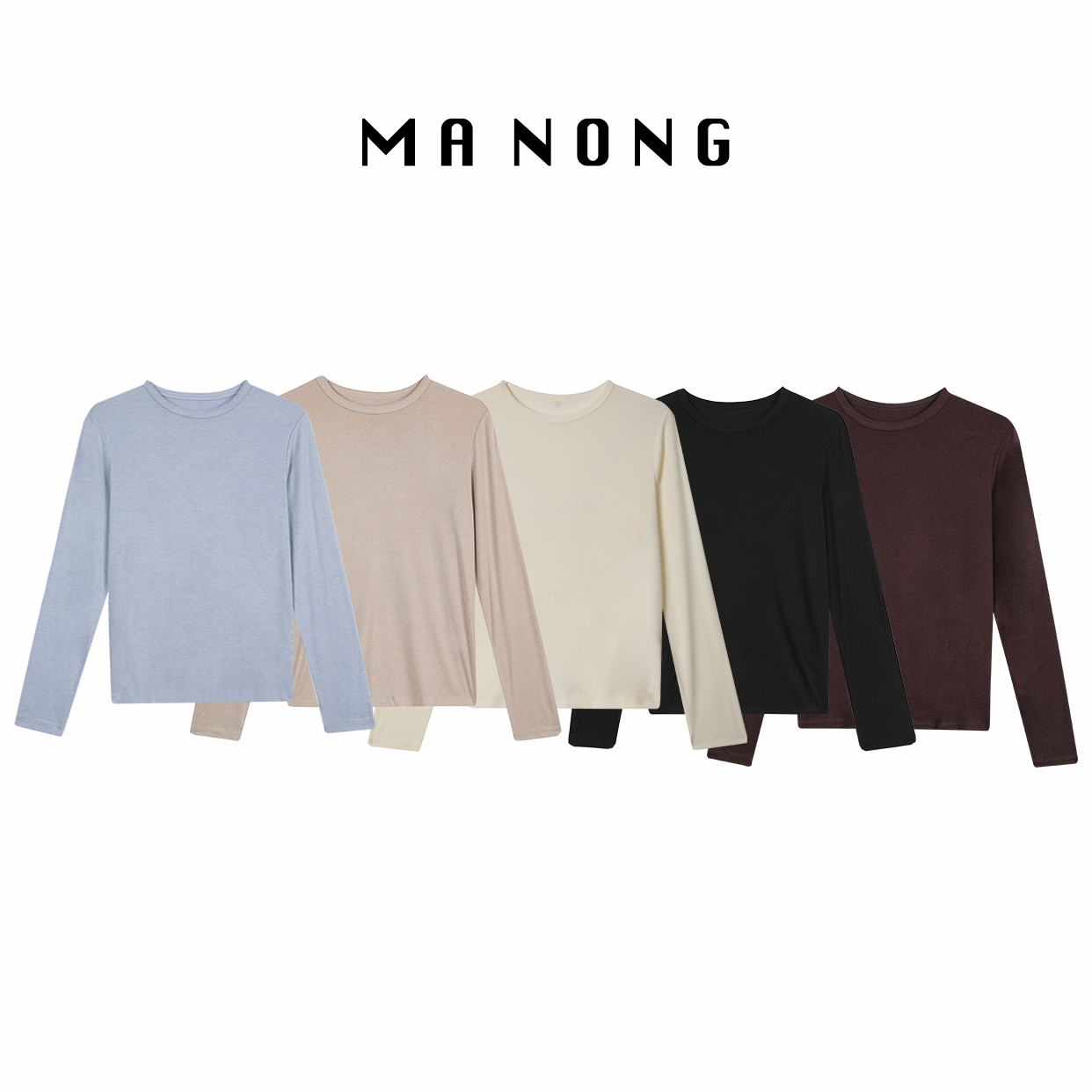 MA NONG【苏柯】长袖工艺领套头T恤女 秋季简约修身显瘦打底衫女