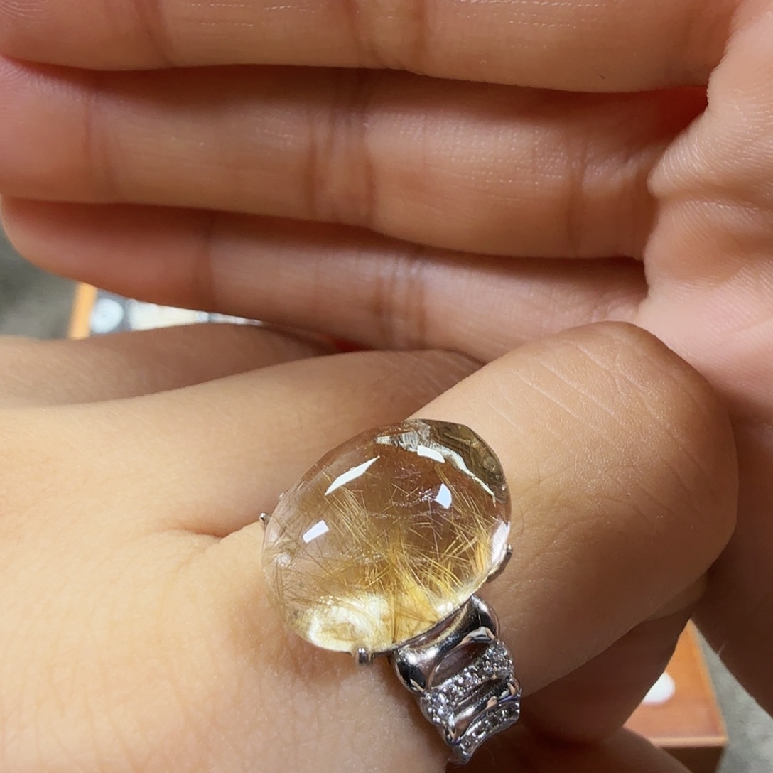 非***竹银S925镶嵌戒指水晶