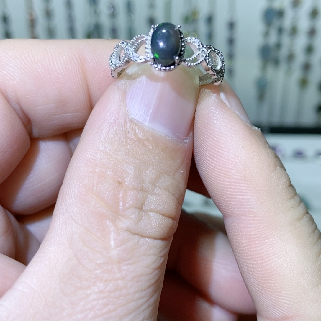 绿水晶戒指银S925镶嵌