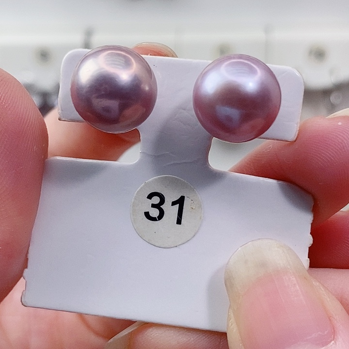 银S925镶嵌耳饰淡水珍珠11+A