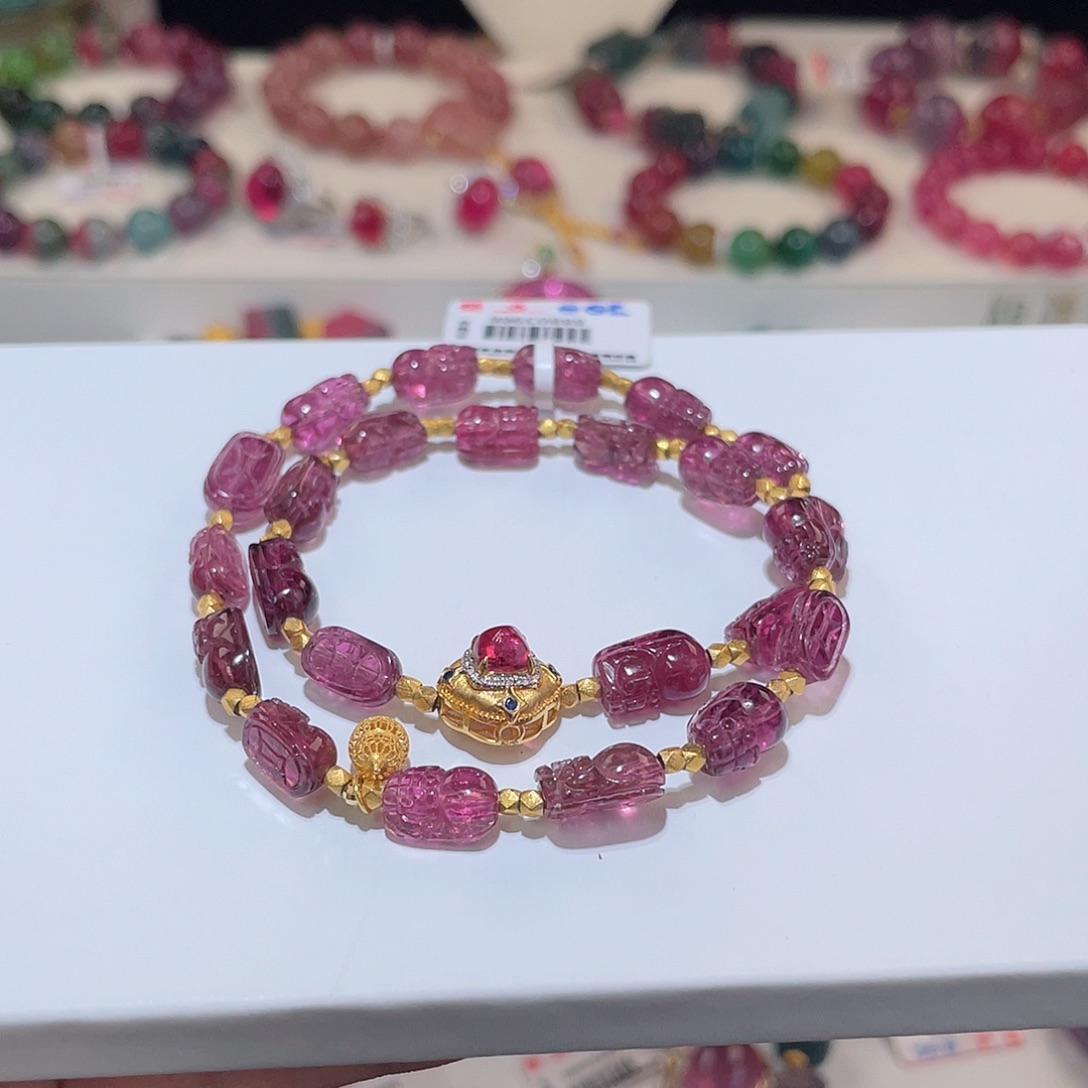 碧玺手链18K金镶嵌碧玺手链