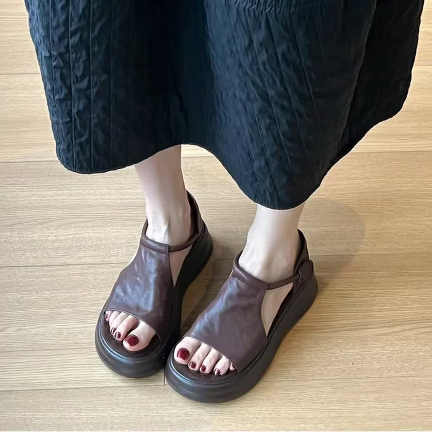 Lee Cooper夏季新款拖鞋绑带沙滩凉鞋小个子百搭凉拖鞋