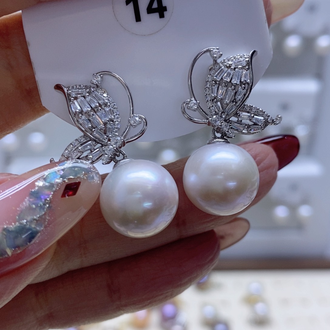 淡水珍珠耳饰银S925镶嵌