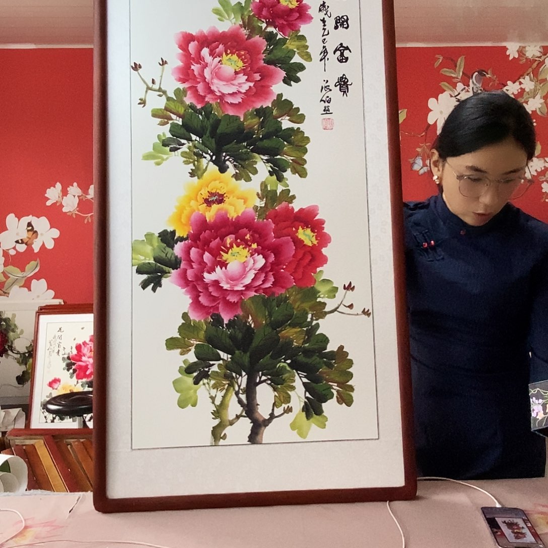 国画手写手绘带框包邮国画作品62✖️122