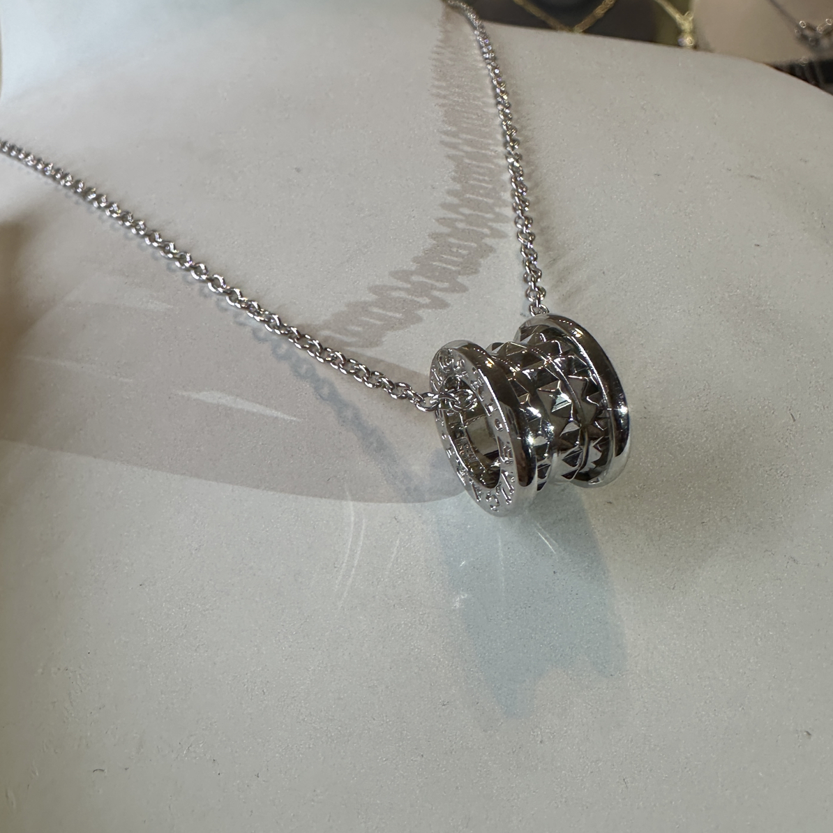 坠链均925银 菱格项链时尚百搭精工细作镀白金款