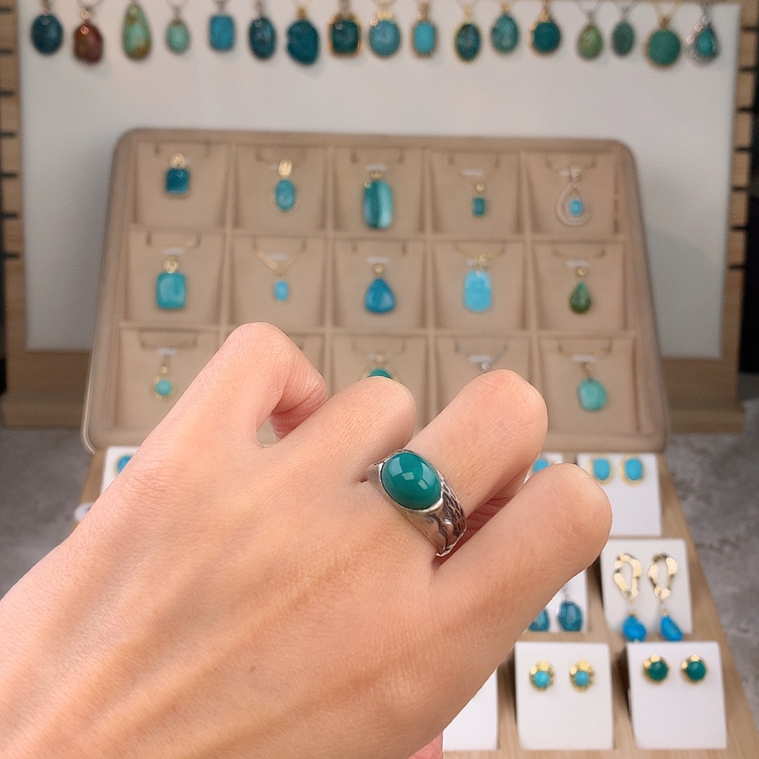 绿松石银S925镶嵌戒指