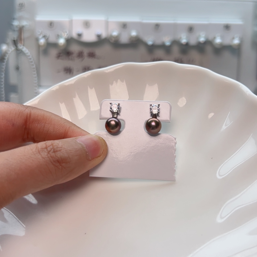 淡水珍珠耳饰银S925镶嵌